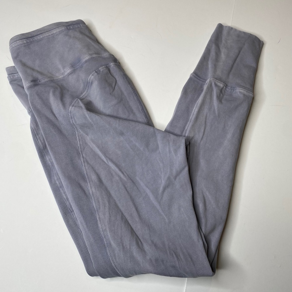 Free People Movement Ribbed‎ Leggings Washed Blue Athletic Workout Pants Small